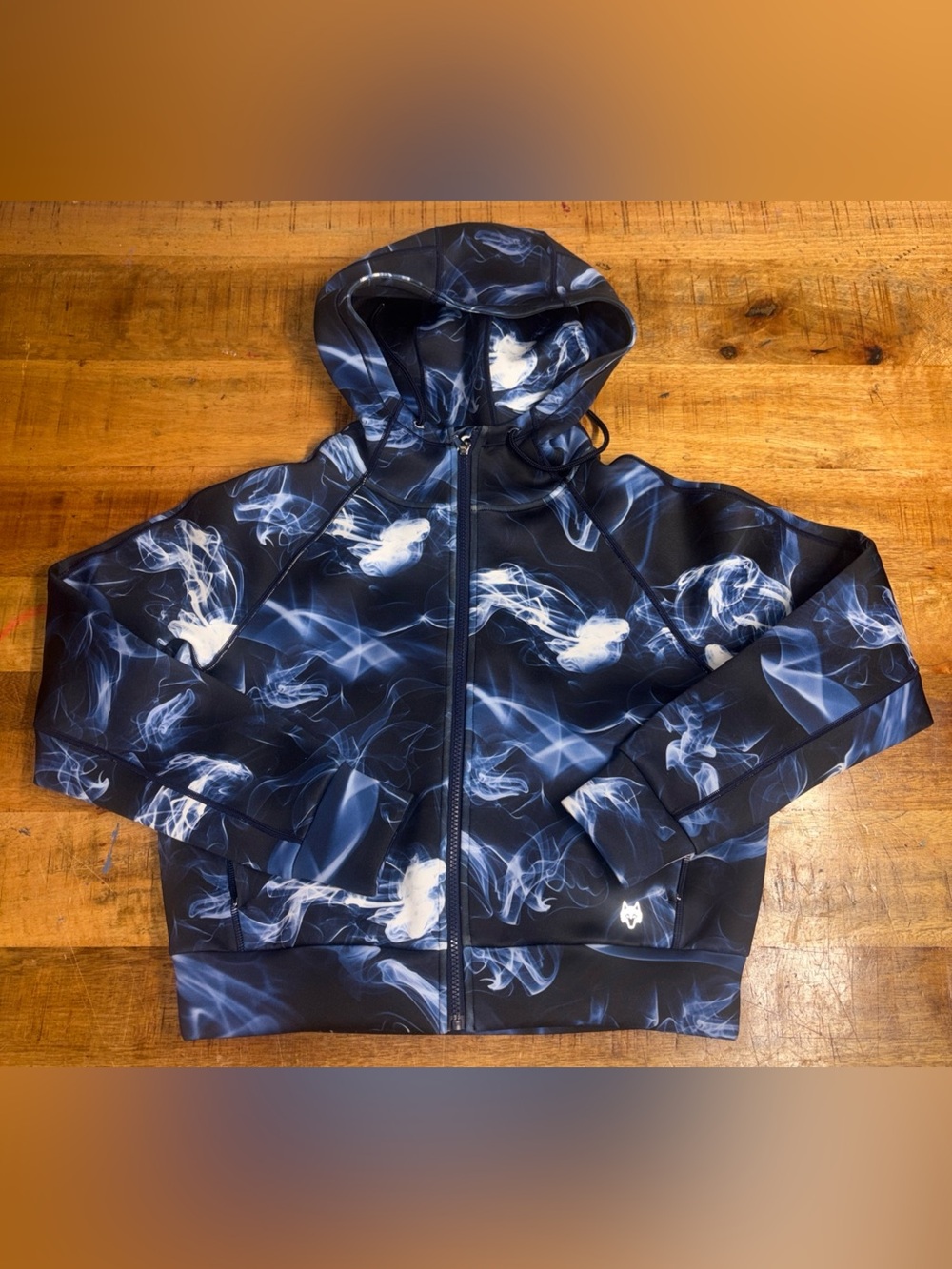 Greyson Hoodie Womens Size S Cropped Ghost Dancer Smoke Kristina Blue Stretch